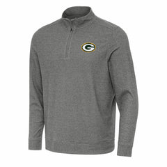 Green Bay Packers Antigua Subtle Quarter-Zip Top Heather Black