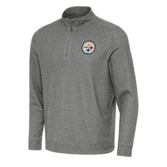 Pittsburgh Steelers Antigua Subtle Quarter-Zip Top Heather Black