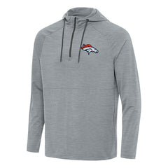 Denver Broncos Antigua Spikes Quarter-Zip Pullover Hoodie Heather Gray