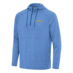 Los Angeles Chargers Antigua Spikes Quarter-Zip Pullover Hoodie Heather Powder Blue