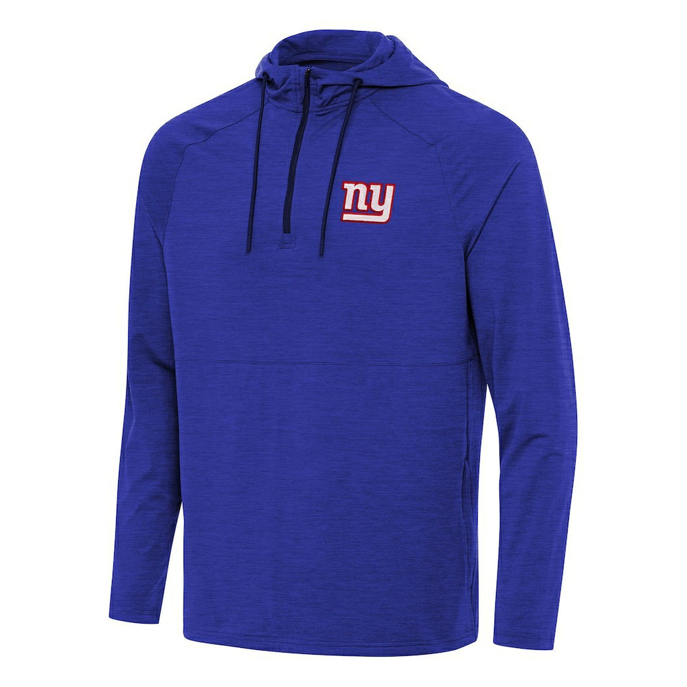 New York Giants Antigua Spikes Quarter-Zip Pullover Hoodie Heather Royal