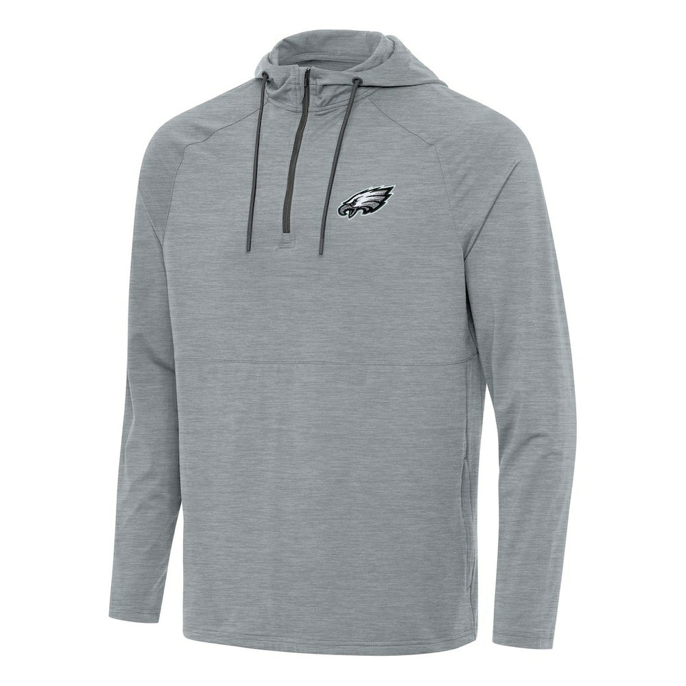 Philadelphia Eagles Antigua Spikes Quarter-Zip Pullover Hoodie Heather Gray