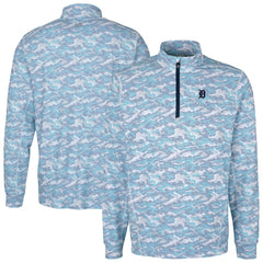 Detroit Tigers Cutter & Buck Traverse Eco Camo Tri-Blend DryTec Quarter-Zip Jacket - Light Blue Jackets
