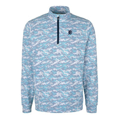 Detroit Tigers Cutter & Buck Traverse Eco Camo Tri-Blend DryTec Quarter-Zip Jacket - Light Blue Jackets