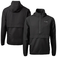 Atlanta Braves Cutter & Buck Charter Eco Recycled Anorak Half-Zip Hoodie Jacket - Black Jackets