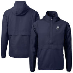 Minnesota Twins Cutter & Buck Charter Eco Recycled Anorak Half-Zip Hoodie Jacket - Navy Jackets