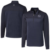 New York Mets Cutter & Buck Traverse Eco Stripe Tri-Blend DryTec Quarter-Zip Jacket - Navy Jackets