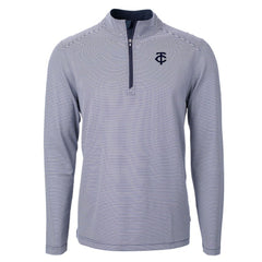 Minnesota Twins Cutter & Buck Virtue Eco Pique Micro Stripe Quarter-Zip Jacket - Navy Jackets
