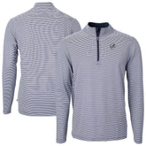 New York Yankees Cutter & Buck Virtue Eco Pique Micro Stripe Quarter-Zip Jacket - Navy Jackets