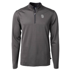 San Diego Padres Cutter & Buck Virtue Eco Pique Micro Stripe Quarter-Zip Jacket - Black Jackets