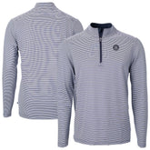 Seattle Mariners Cutter & Buck Virtue Eco Pique Micro Stripe Quarter-Zip Jacket - Navy Jackets
