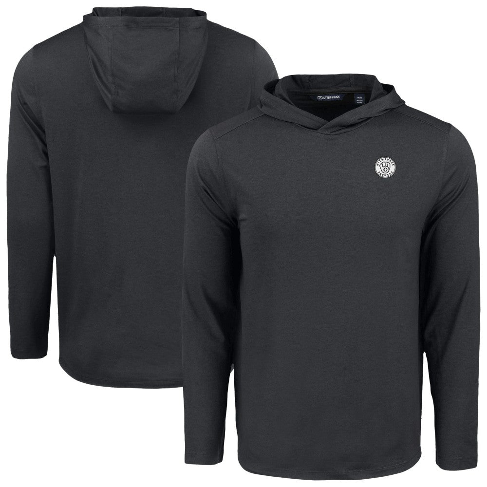 Milwaukee Brewers Cutter & Buck Coastline Epic Comfort Eco Recycled Hoodie T-Shirt - Black Hoodies