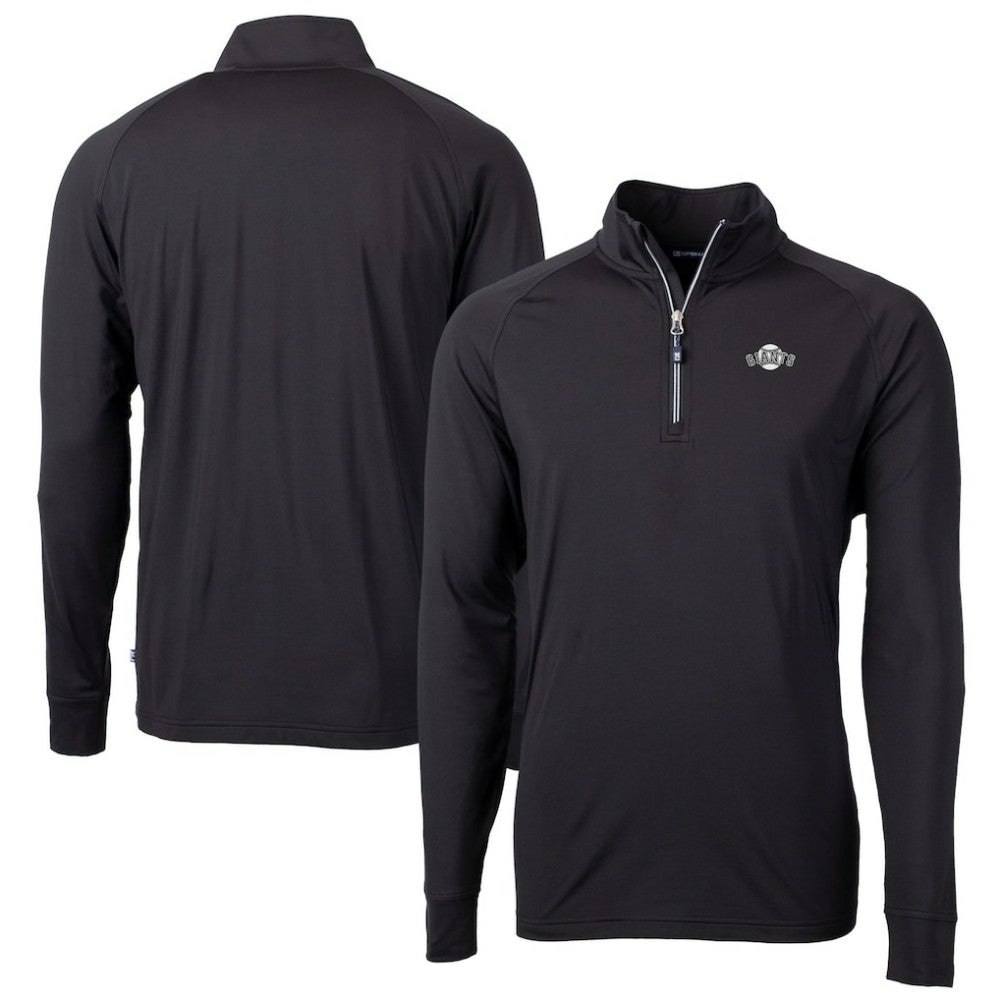 San Francisco Giants Cutter & Buck Big & Tall Adapt Eco DryTec Raglan Quarter-Zip Jacket - Black Jackets