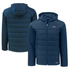 Philadelphia Phillies Cutter & Buck Big & Tall Evoke Hybrid Eco Softshell Recycled Full-Zip Hooded PrimaLoft Jacket - Navy Jackets