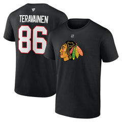 NHL Teuvo Teravainen Chicago Blackhawks Fanatics Authentic Stack Name & Number T-Shirt - Black
