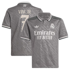 Vini Jr. Real Madrid Originals Youth 2024/25 Third Replica Player Jersey Charcoal