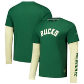 Milwaukee Bucks Stadium Essentials Unisex Spectator Twofer Long Sleeve T-Shirt Hunter Green