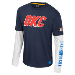 Oklahoma City Thunder Stadium Essentials Unisex Spectator 2fer Long Sleeve T-Shirt Navy