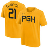 Roberto Clemente Pittsburgh Pirates Nike Youth Fuse City Connect Name & Number T-Shirt - Gold T-shirts