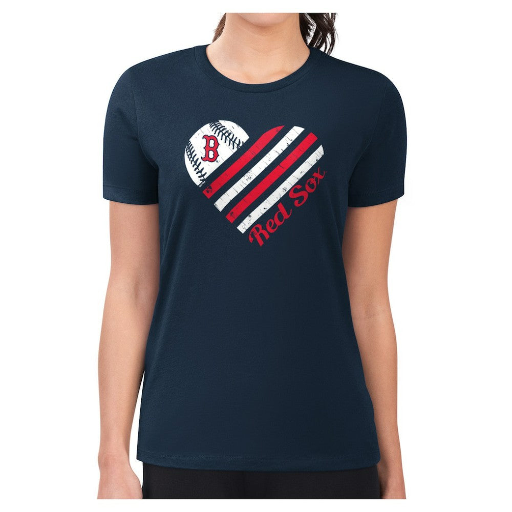 Boston Red Sox G-III 4Her by Carl Banks Women's Super-Slim Fit Lightweight Heart Graphic T-Shirt - Navy T-shirts