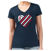 Boston Red Sox G-III 4Her by Carl Banks Women's Super-Slim Fit Lightweight Heart V-Neck T-Shirt - Navy T-shirts