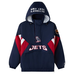 NHL Winnipeg Jets OVO x Starter Half-Zip Hooded Jacket - Navy