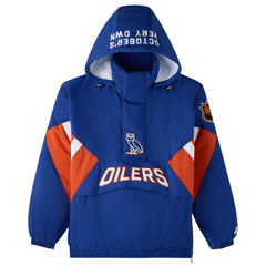NHL Edmonton Oilers OVO x Starter Half-Zip Hooded Jacket - Royal