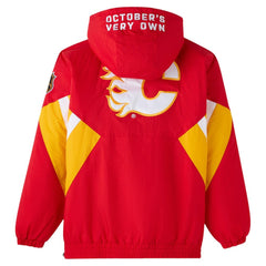 NHL Calgary Flames OVO x Starter Half-Zip Hooded Jacket - Red