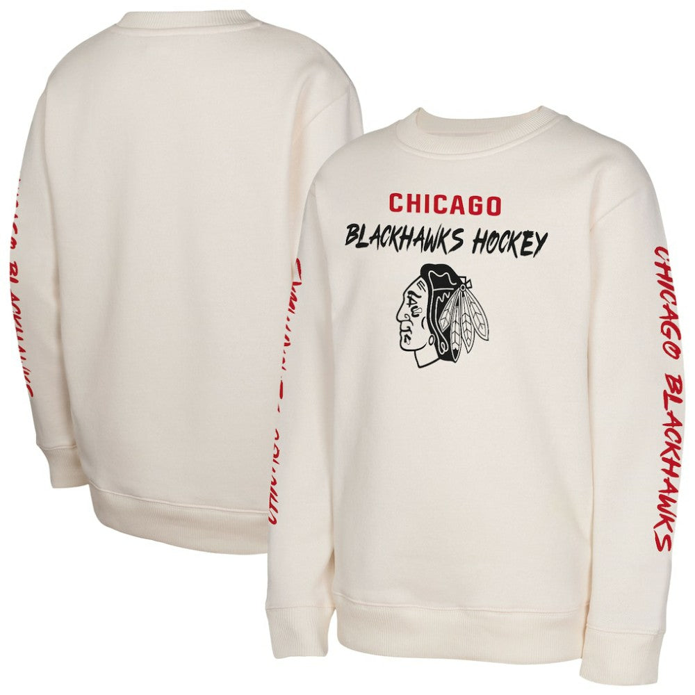 NHL Chicago Blackhawks Youth Star Power Pullover Sweatshirt - Cream