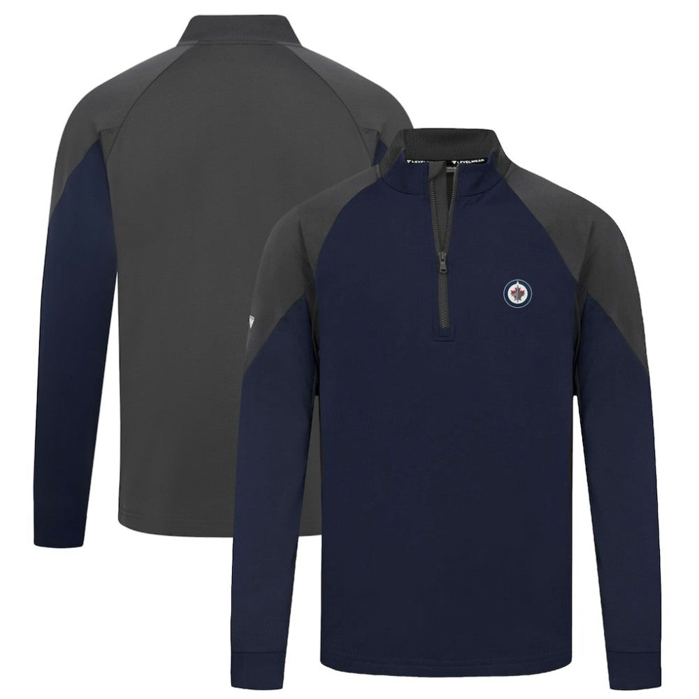 NHL Winnipeg Jets Levelwear Cadet Insignia Core Quarter-Zip Pullover Top - Navy