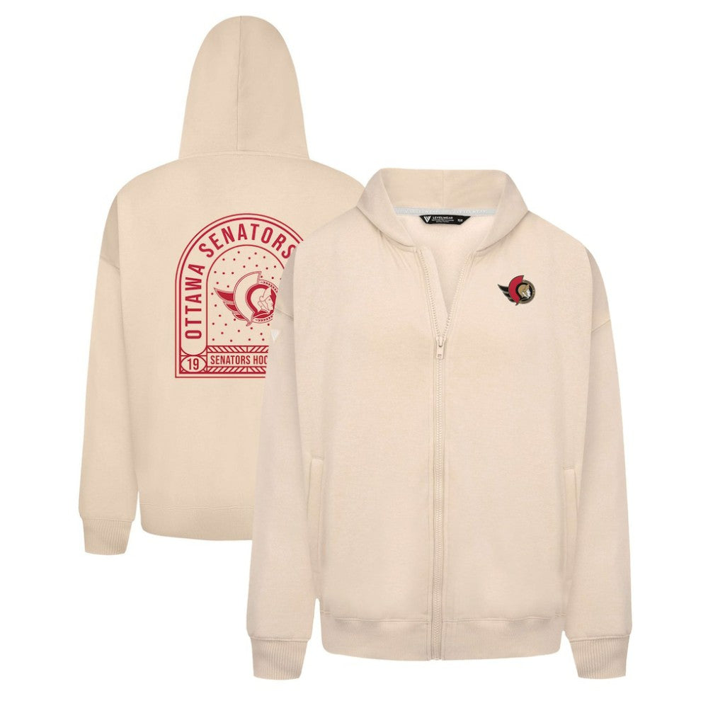 NHL Ottawa Senators Levelwear Uphill Stained Glass Full-Zip Hoodie Jacket - Khaki