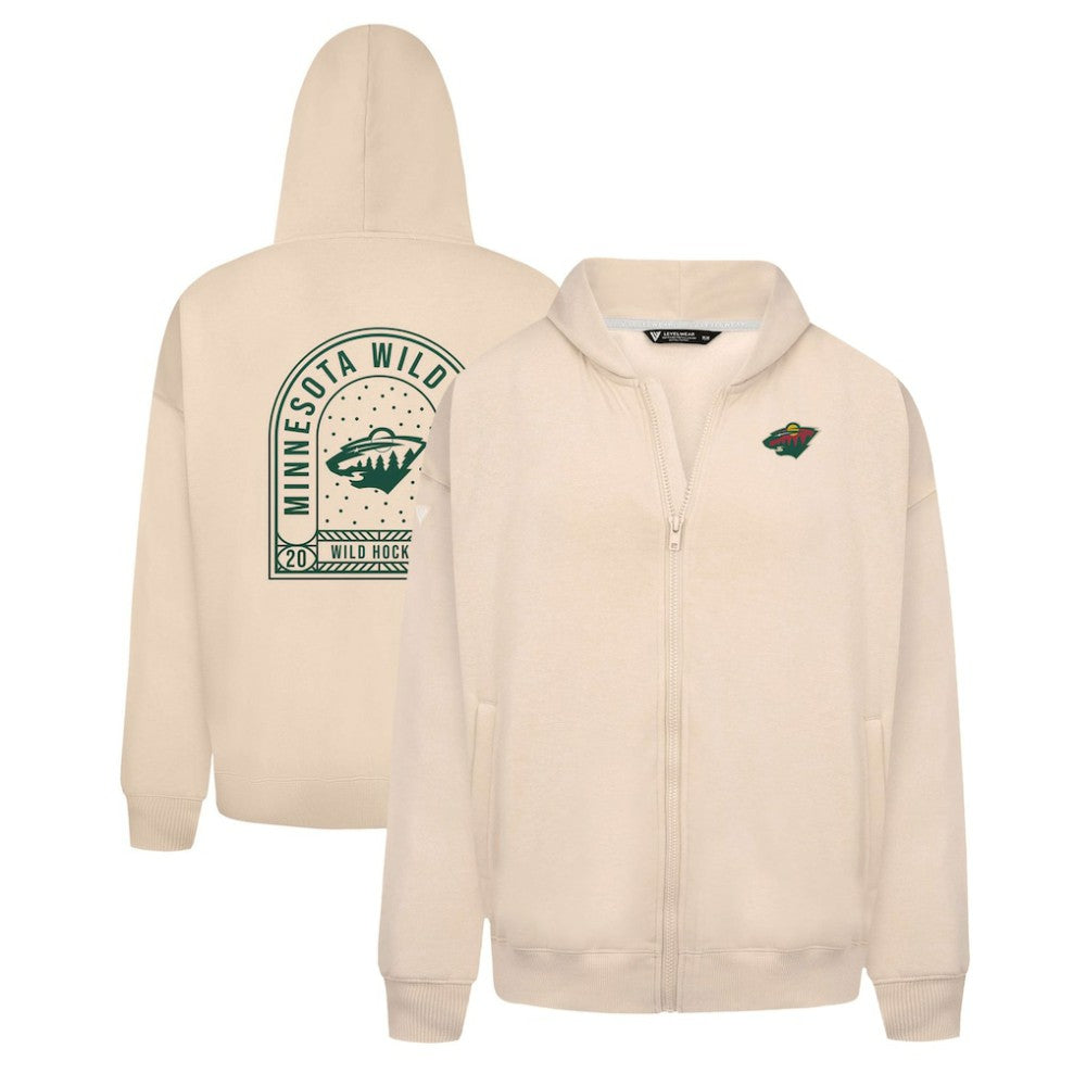 NHL Minnesota Wild Levelwear Uphill Stained Glass Full-Zip Hoodie Jacket - Khaki