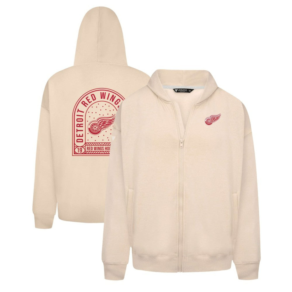 NHL Detroit Red Wings Levelwear Uphill Stained Glass Full-Zip Hoodie Jacket - Khaki