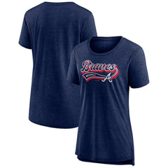 Atlanta Braves Women's League Leader Tri-Blend T-Shirt - Navy T-shirts