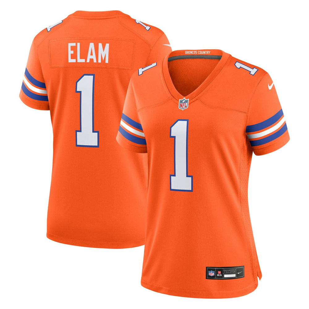 NFL Jason Elam Denver Broncos Women's Mile High Collection 1977 Throwback Retired Player Game Jersey - Orange