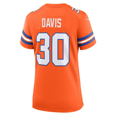 NFL Terrell Davis Denver Broncos Women's Mile High Collection 1977 Throwback Retired Player Game Jersey - Orange