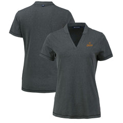Houston Astros Cutter & Buck Women's Forge Stretch Blade DryTec V-Neck Polo - Heather Black