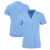 Kansas City Royals Cutter & Buck Women's Forge Stretch Blade DryTec V-Neck Polo - Heather Light Blue