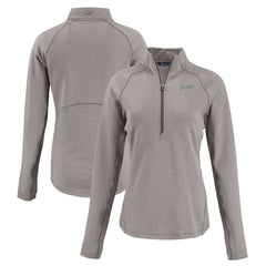 Atlanta Braves Cutter & Buck Women's Peshastin Eco Fleece Recycled Raglan Half-Zip Top - Heather Gray Tops