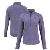Colorado Rockies Cutter & Buck Women's Peshastin Eco Fleece Recycled Raglan Half-Zip Top - Heather Purple Tops