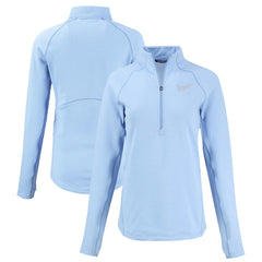 Kansas City Royals Cutter & Buck Women's Peshastin Eco Fleece Recycled Raglan Half-Zip Top - Heather Light Blue Tops