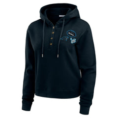 Carolina Panthers WEAR by Erin Andrews Women's Plus Size Waffle Hoodie Pullover Top Black