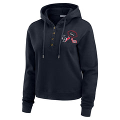 Houston Texans WEAR by Erin Andrews Women's Plus Size Waffle Hoodie Pullover Top Navy