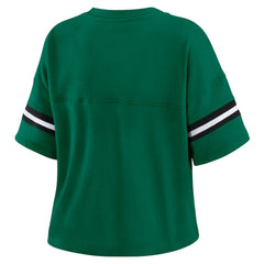 New York Jets WEAR by Erin Andrews Women's Plus Size Color Block Boxy T-Shirt Green/White