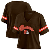 Cleveland Browns WEAR by Erin Andrews Women's Plus Size Color Block Boxy T-Shirt Brown/White