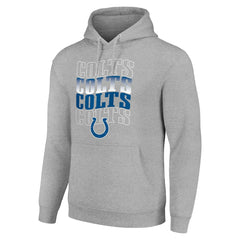 Indianapolis Colts Starter Four Team Name Logo Fleece Pullover Hoodie Heather Gray