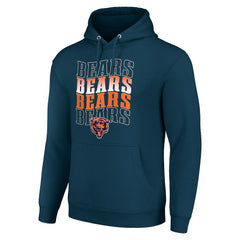 Chicago Bears Starter Four Team Name Logo Fleece Pullover Hoodie Navy
