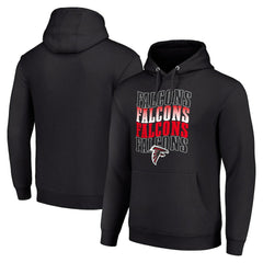 Atlanta Falcons Starter Four Team Name Logo Fleece Pullover Hoodie Black