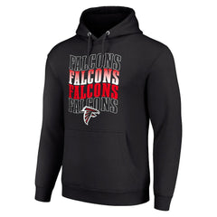 Atlanta Falcons Starter Four Team Name Logo Fleece Pullover Hoodie Black