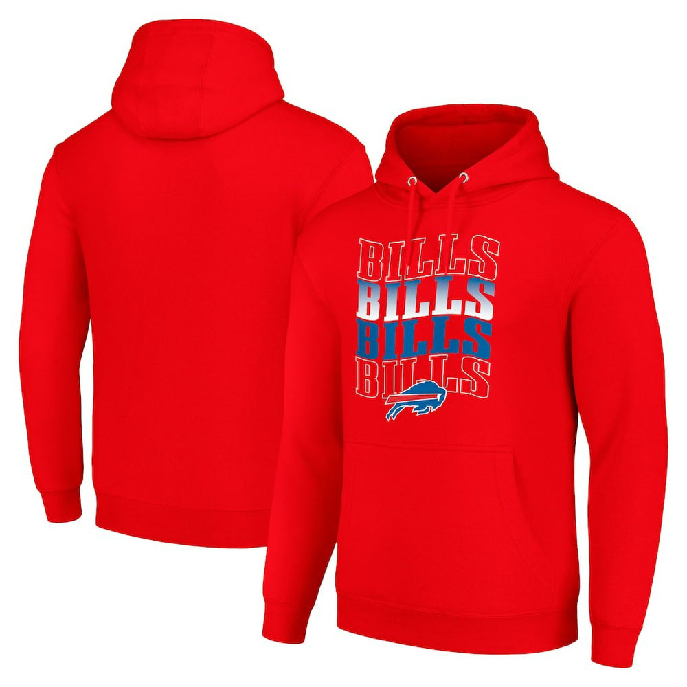 Buffalo Bills Starter Four Team Name Logo Fleece Pullover Hoodie Red